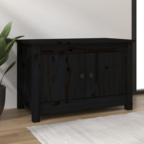 Skoskåp svart 70x38x45,5 cm massiv furu