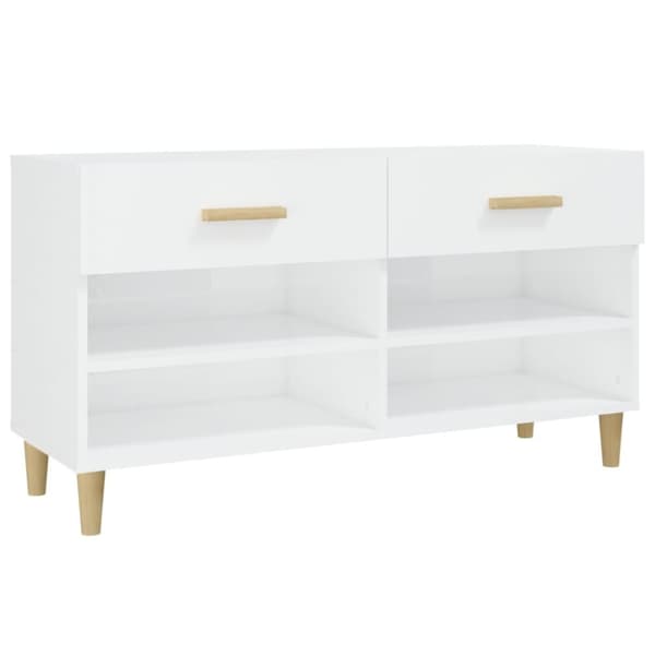 Skoskåp vit högglans 102x35x55 cm konstruerat trä