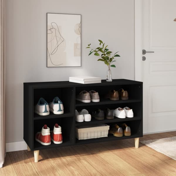 Skoskåp svart 102x36x60 cm konstruerat trä