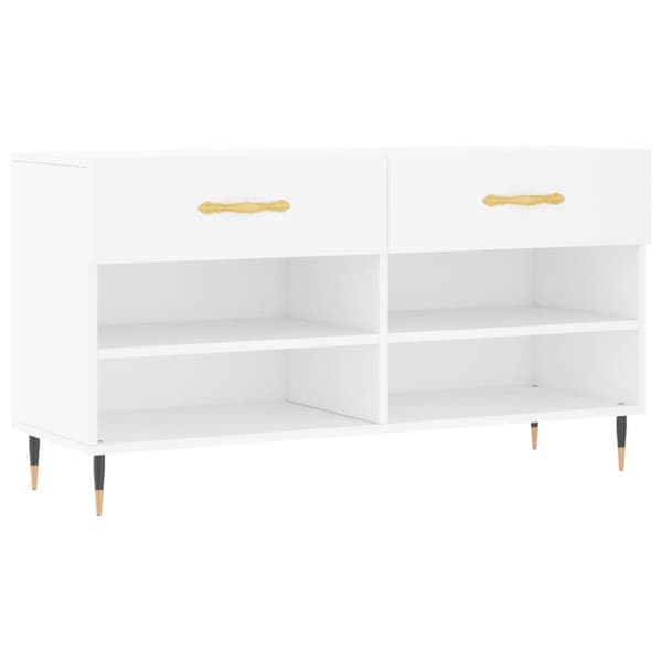 Skobänk vit 102x35x55 cm konstruerat trä