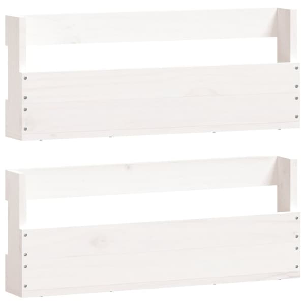 Väggmonterade skoställ 2 st vit 59x9x23 cm massivt furu