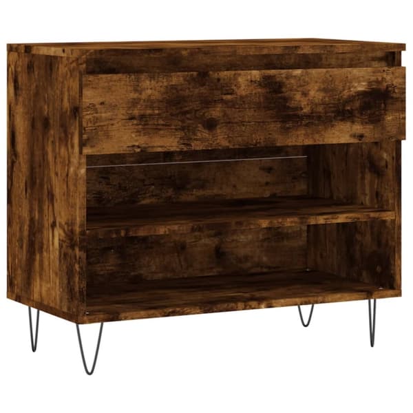 Skoställ rökfärgad ek 70x36x60 cm konstruerat trä