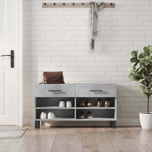 Skobänk betonggrå 102x35x55 cm konstruerat trä