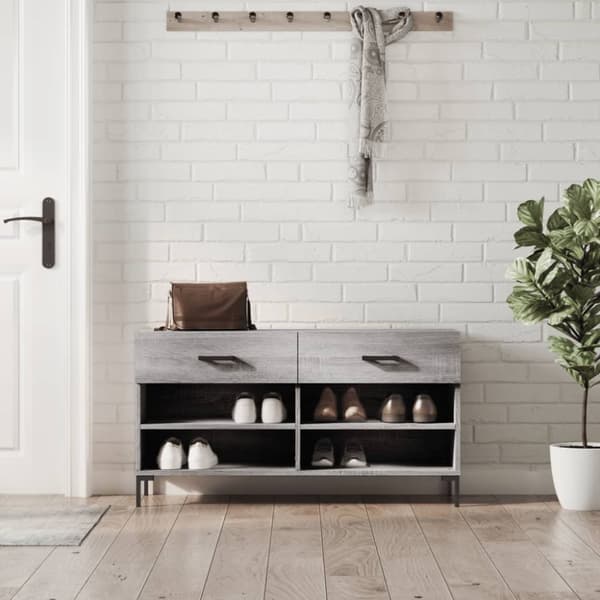 Skobänk grå sonoma 102x35x55 cm konstruerat trä