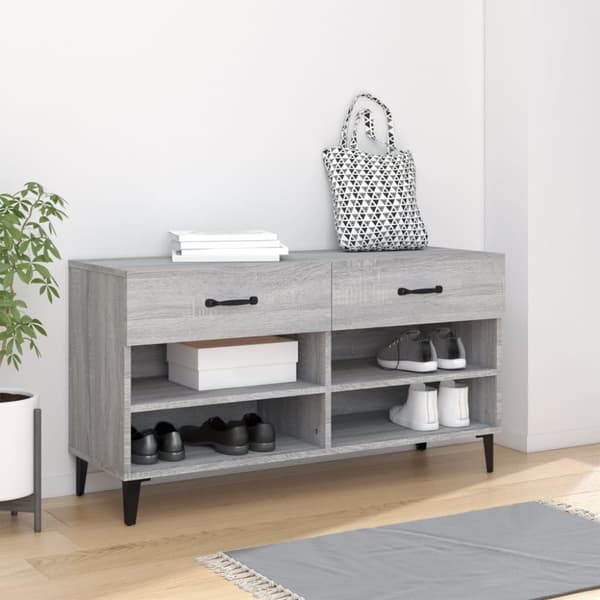 Skoställ grå sonoma 102x35x55 cm konstruerat trä