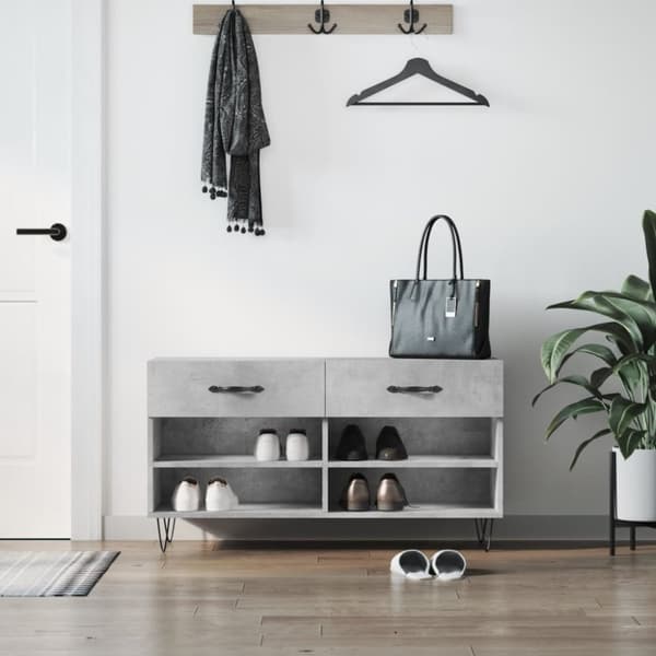 Skobänk betonggrå 102x35x55 cm konstruerat trä