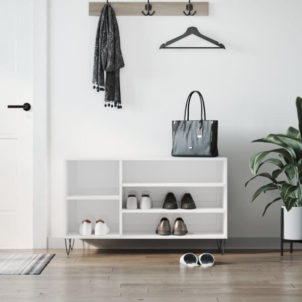 Skoskåp vit högglans 102x36x60 cm konstruerat trä