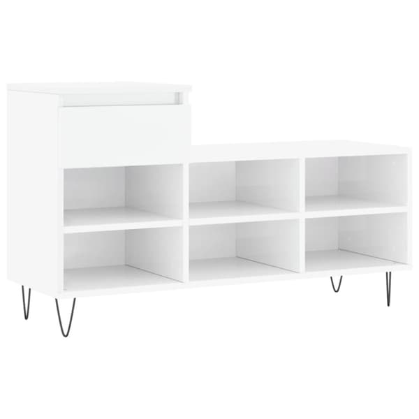 Skoskåp vit högglans 102x36x60 cm konstruerat trä