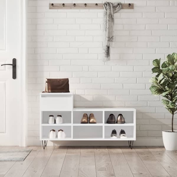 Skoskåp vit högglans 102x36x60 cm konstruerat trä