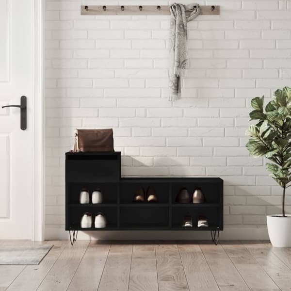 Skoskåp svart 102x36x60 cm konstruerat trä