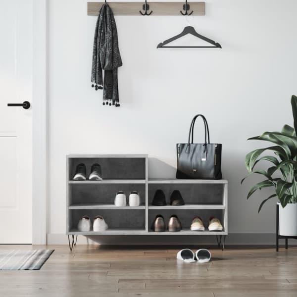 Skoskåp betonggrå 102x36x60 cm konstruerat trä