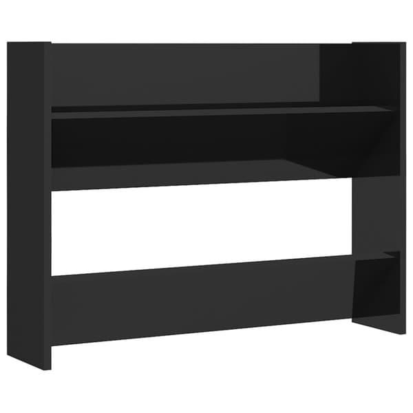 Väggmonterat skoställ svart högglans 80x18x60cm konstruerat trä