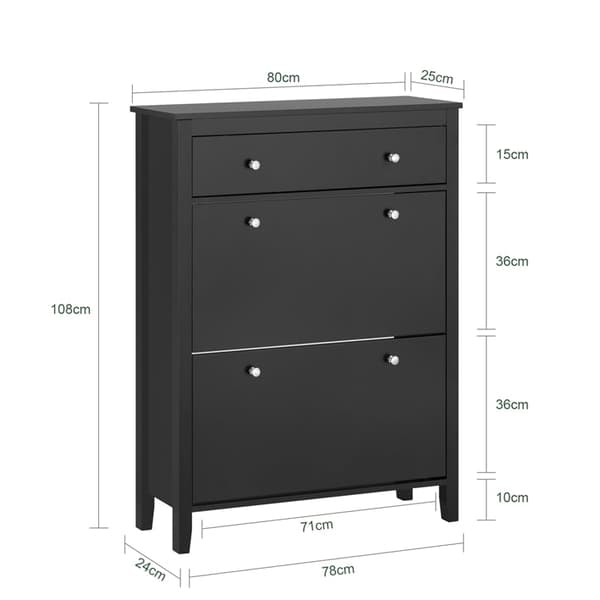 Rootz skoskab - Opbevaring i entré - Skoopbevaring - MDF - Rummelig skuffe - 80 cm x 108 cm x 25 cm - Forudsalg indtil 16/10/2024