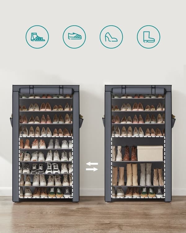 Rootz Skostativ Organizer - Fodtøjsopbevaring - Skostativ - Vandafvisende stof - 88cm x 28cm x 160cm