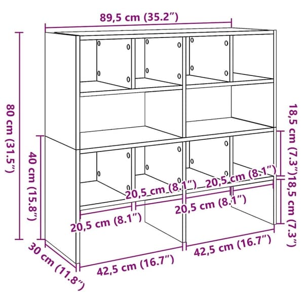 vidaXL Skohyllor 2 st stapelbara rökfärgad ek 89,5x30x40 cm