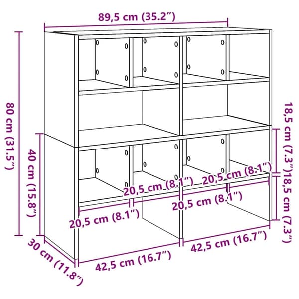 vidaXL Skostativer 2 stk stablebar betonggrå 89,5x30x40 cm