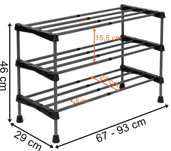 Arisa säädettävä kenkäteline, 3 tasoa