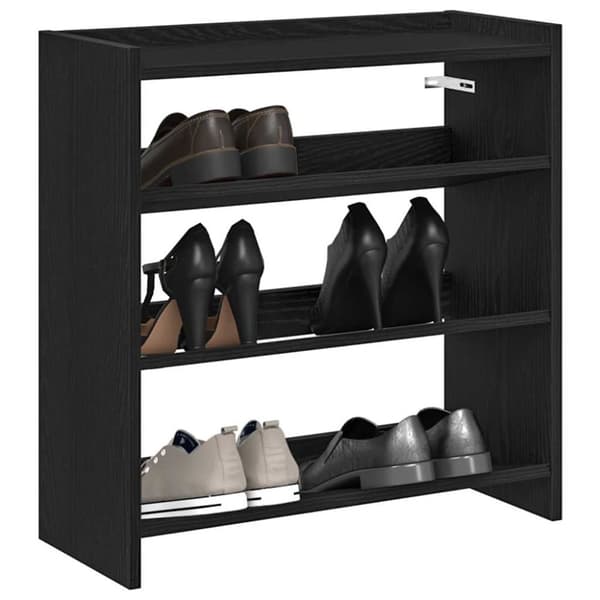 Skohylla svart 60x25x62 cm konstruerat trä
