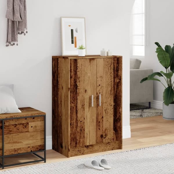 skoskab 60x35x92 cm konstrueret træ antikt eg