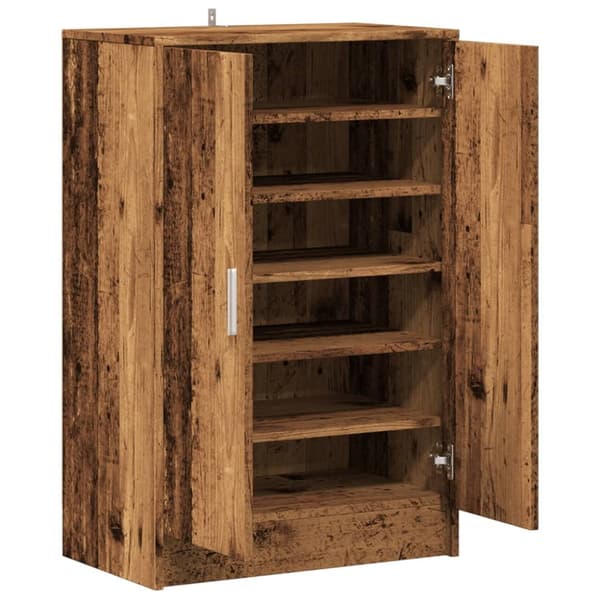 skoskab 60x35x92 cm konstrueret træ antikt eg
