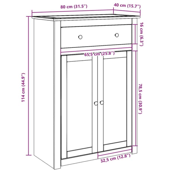 Skoskåp Panama 80x40x114 cm massiv furu