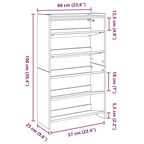 Skohylla sonoma-ek 60x25x100 cm konstruerat trä