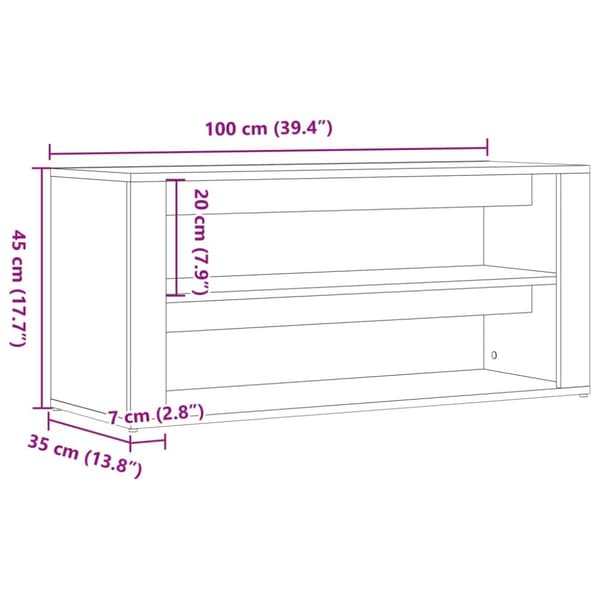 skobænk 100x35x45 cm konstrueret træ kunsteg