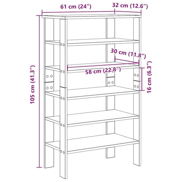 skoreol 61x32x105 cm konstrueret træ hvid