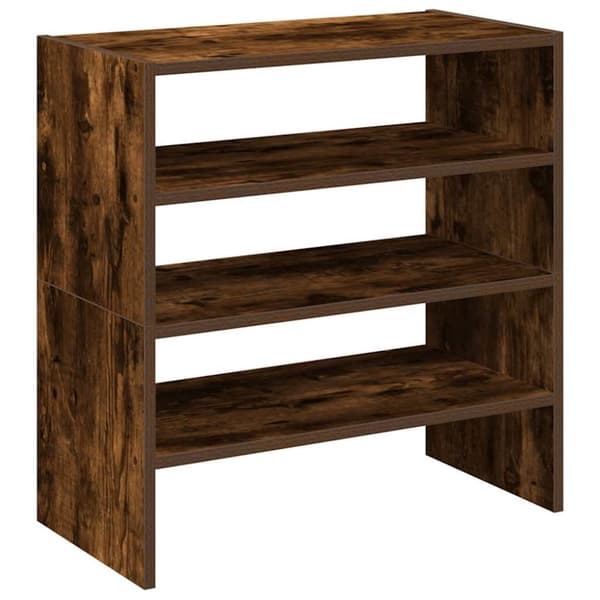 Skohyllor 2 st stapelbara rökfärgad ek 60x30x30,5 cm