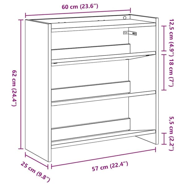 kenkäteline Musta 60x25x62 cm Puu Materiaali