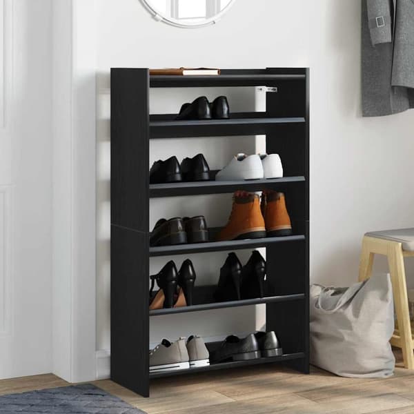 Skohylla svart 60x25x100 cm konstruerat trä