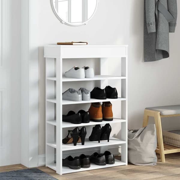Skohylla vit 60x30x98 cm konstruerat trä