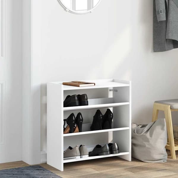 kenkäteline Valkoinen 60x25x62 cm Puu Materiaali