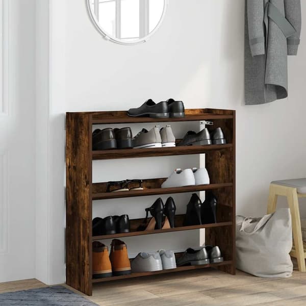 skostativ 80x25x81 cm konstrueret træ røget egetræsfarve