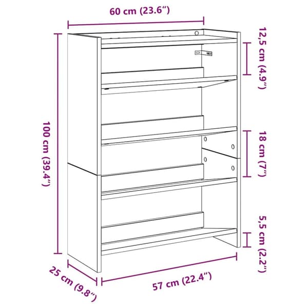 Skohylla åldrat trä 80x25x61,5 cm konstruerat trä