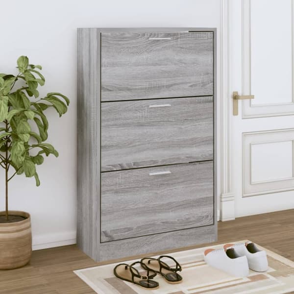 skoskab 63x24x103 cm konstrueret træ grå sonoma-eg