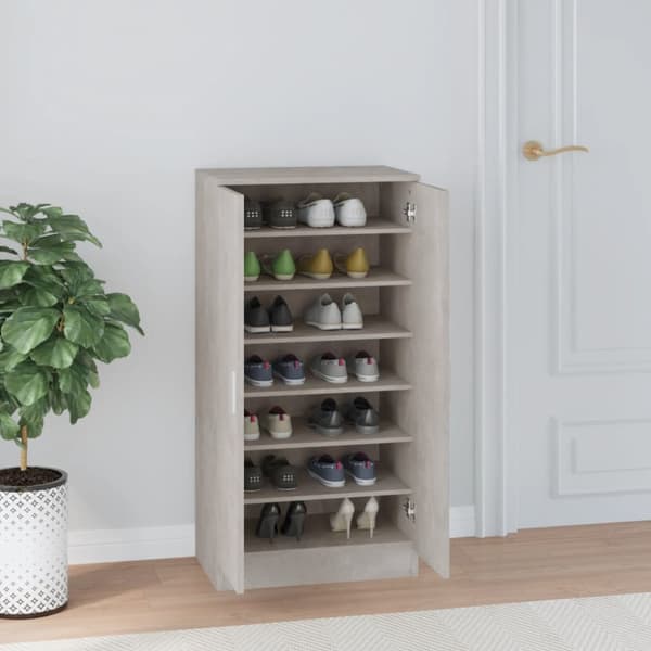 Kenkäkaappi betoninharmaa 55x35x108 cm tekninen puu