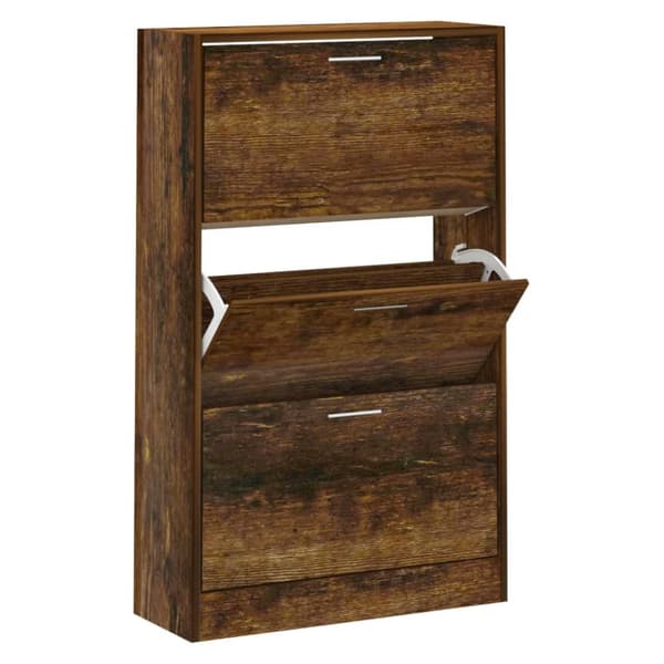 skoskab 63x24x103 cm konstrueret træ røget egetræsfarve