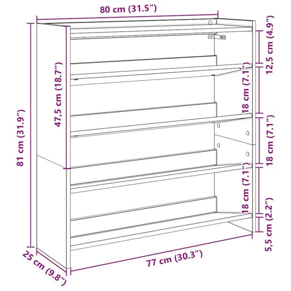 skoreol 80x25x100 cm konstrueret træ hvid