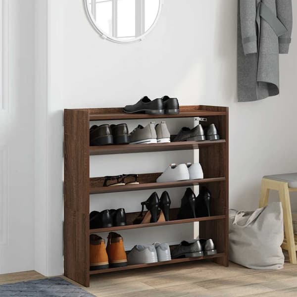 skostativ 80x25x81 cm konstrueret træ brun egetræsfarve