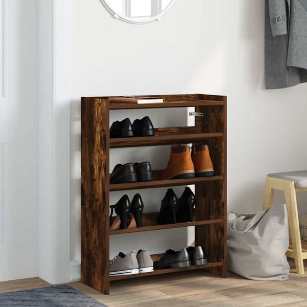 skostativ 80x25x61,5 cm konstrueret træ røget egetræsfarve