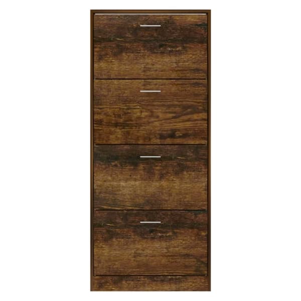 Skoställ rökfärgad ek 63x24x147 cm konstruerat trä
