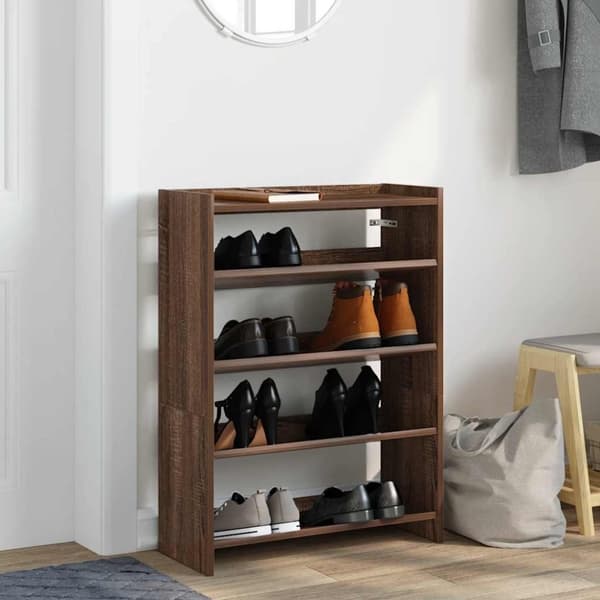 vidaXL skostativ 60x25x81 cm konstrueret træ brun egetræsfarve