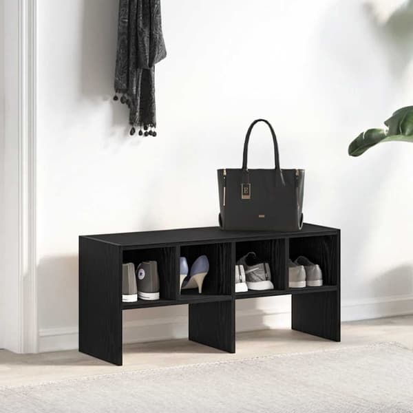 vidaXL Skostativ Stablebar Sort Eik 89,5x30x40 cm