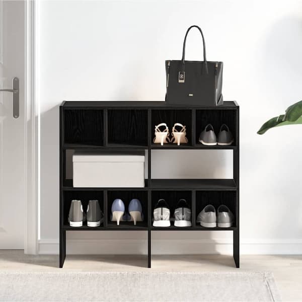 vidaXL Skohyllor 2 st stapelbara svart ek 89,5x30x40 cm