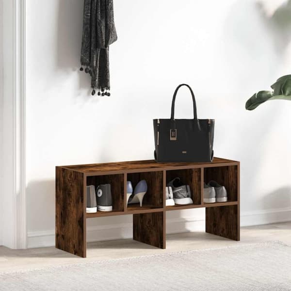 vidaXL skostativ stabelbar 89,5x30x40 cm røget egetræsfarve