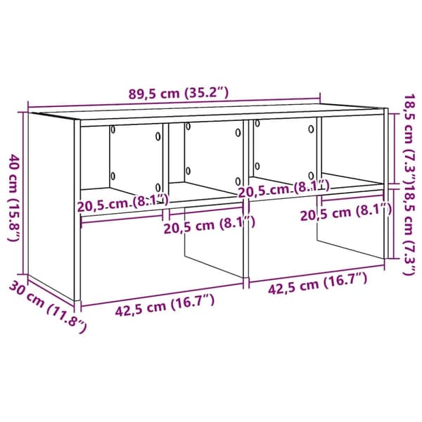vidaXL skostativ stabelbar 89,5x30x40 cm røget egetræsfarve