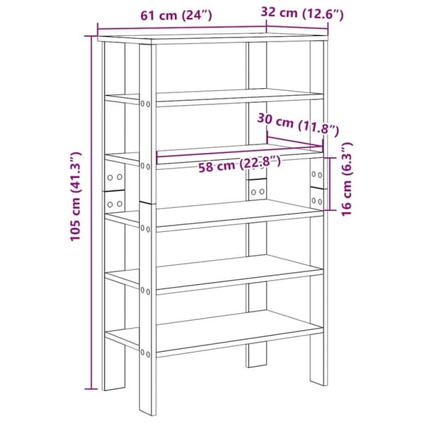 vidaXL skoreol 61x32x105 cm konstrueret træ betongrå
