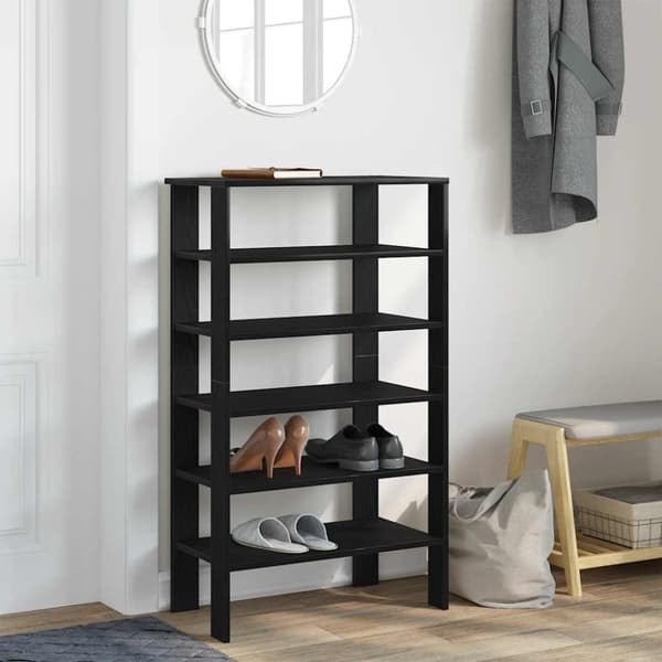 vidaXL Kenkäteline musta 61x32x105 cm tekninen puu