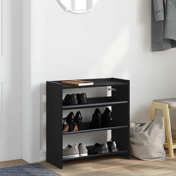 vidaXL Kenkäteline musta 60x25x62 cm tekninen puu